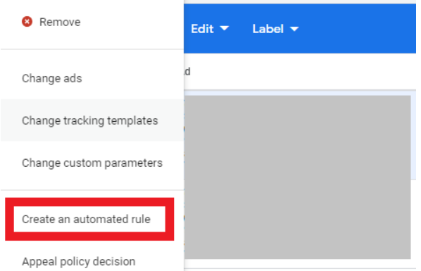 set up automated rule in google ads