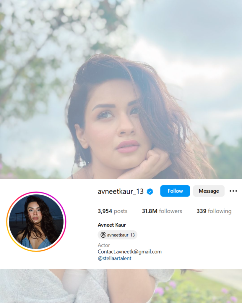 Avneet Kaur’s Digital Empire insta followers