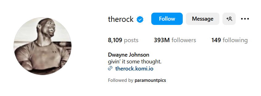Instagram Profile snapshot of Dwayne “The Rock” Johnson