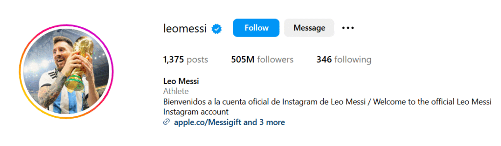 Instagram Profile snapshot of Lionel Messi