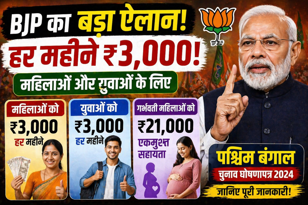 ₹3,000 Monthly BJP Big Promise for Women & Youth in Bengal